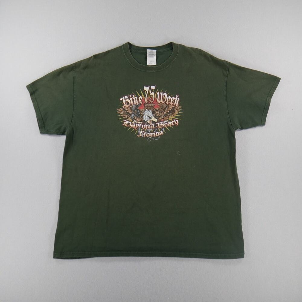 Daytona Beach 75th Anniversary Bike Week Bald‎ Eagle Biker Mens Size XL Green